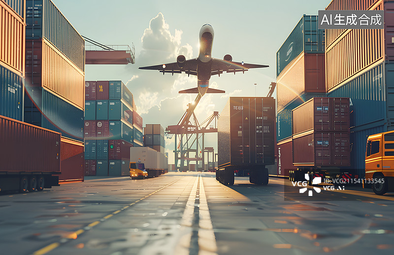 【AI数字艺术】货运运输进出口码头图片素材