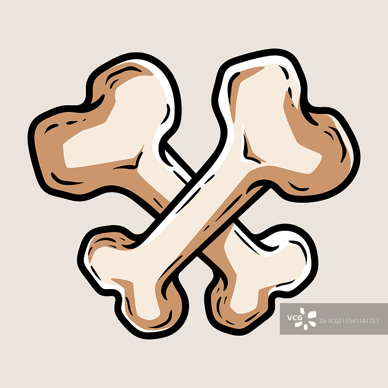 彩色绘制的交叉骨头卡通图案图片素材