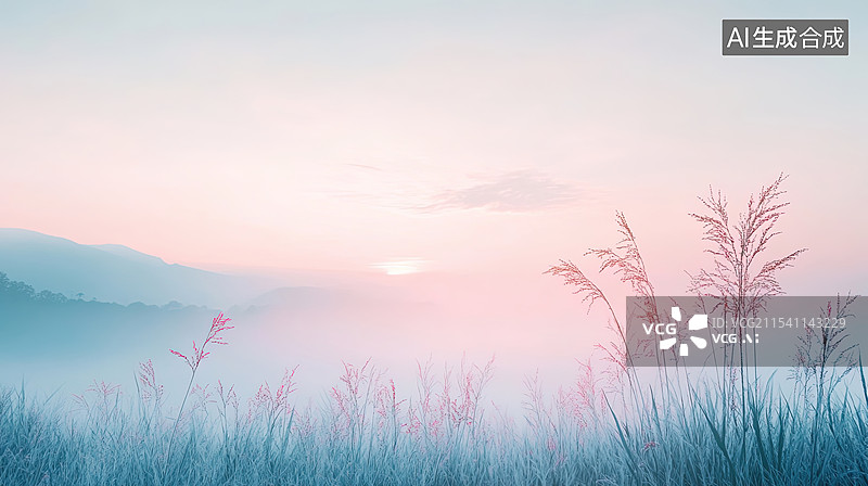 【AI数字艺术】小清新空白背景，芦苇，杂草，风景，背景图片素材