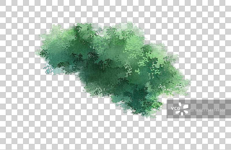 春天的绿色树叶树丛-国画写意中国风古风水墨元素图片素材