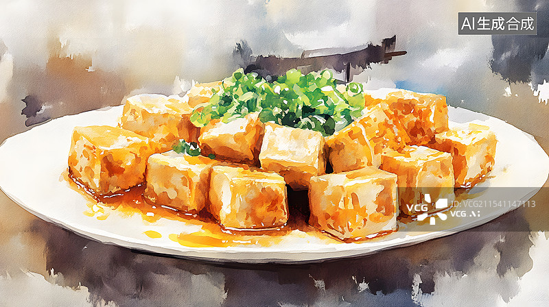 【AI数字艺术】AIGC：特色美食豆腐插画 臭豆腐图片素材