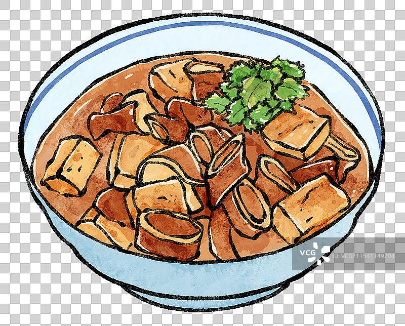 国风北京美食插画-卤煮火烧图片素材