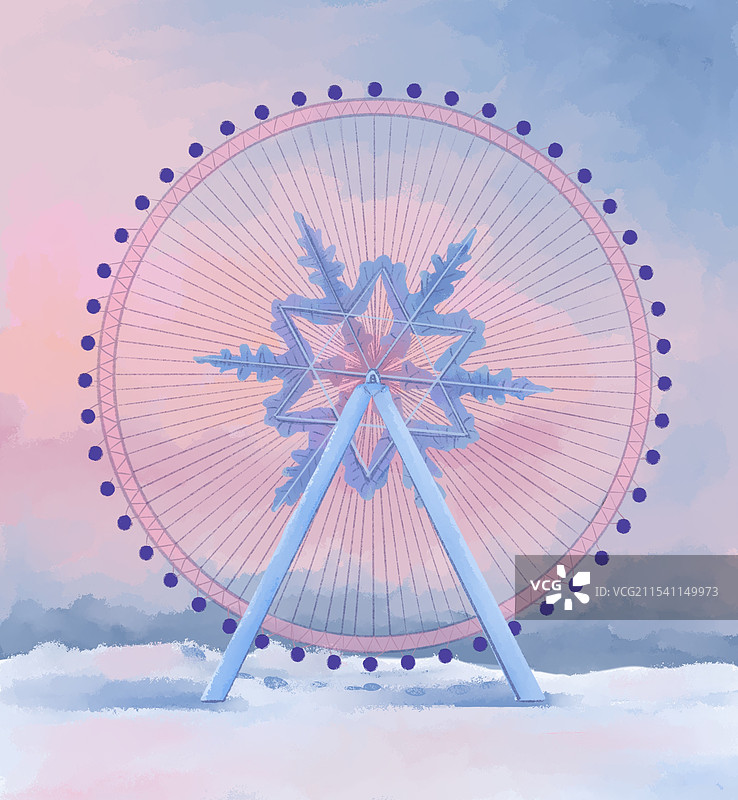 晚霞中的冰雪大世界摩天轮图片素材