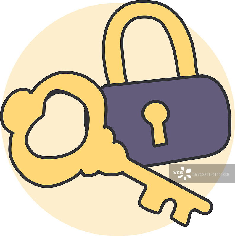 锁住的安全黄色钥匙和挂锁艺术图片素材