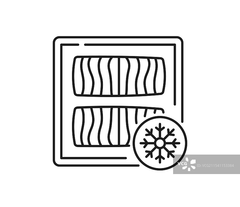冷冻三文鱼鱼肉薄片线条图标图片素材
