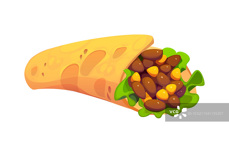 卡通墨西哥卷饼，特色包裹的玉米饼图片素材