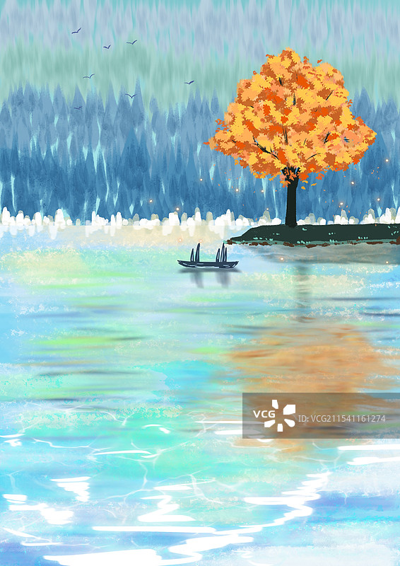 秋水潺潺图片素材