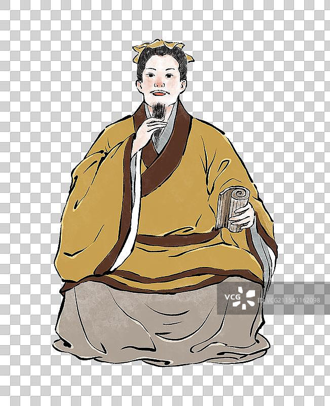 拿着竹简阅读的古人元素图片素材