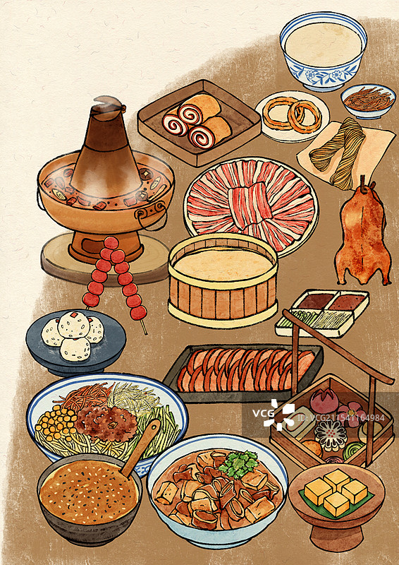 国风北京美食插画图片素材