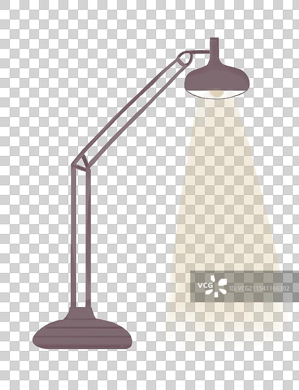 一盏亮着黄色灯光的落地灯图片素材