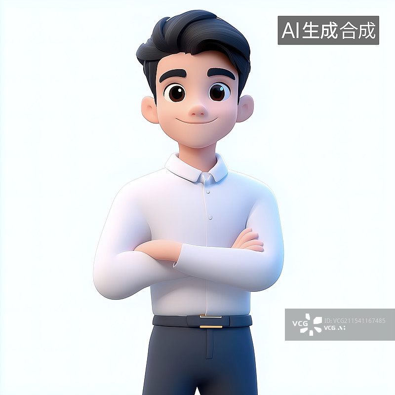 【AI数字艺术】自信的卡通商务男士形象图片素材