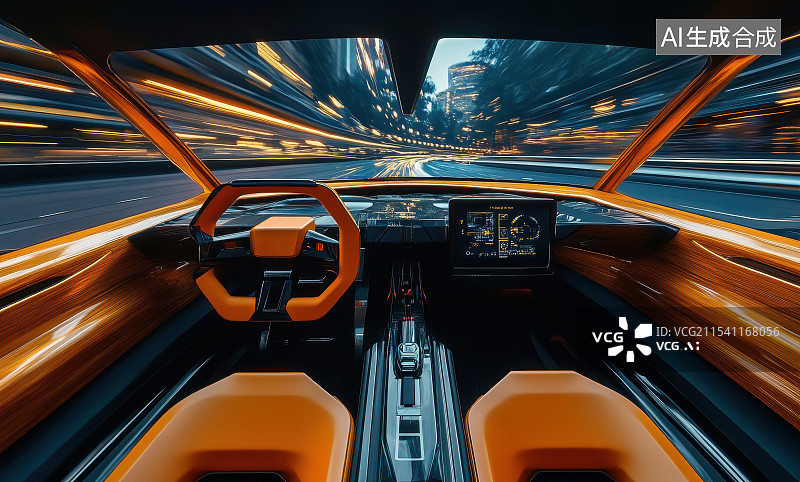 【AI数字艺术】未来概念车内部驾驶仓图片素材