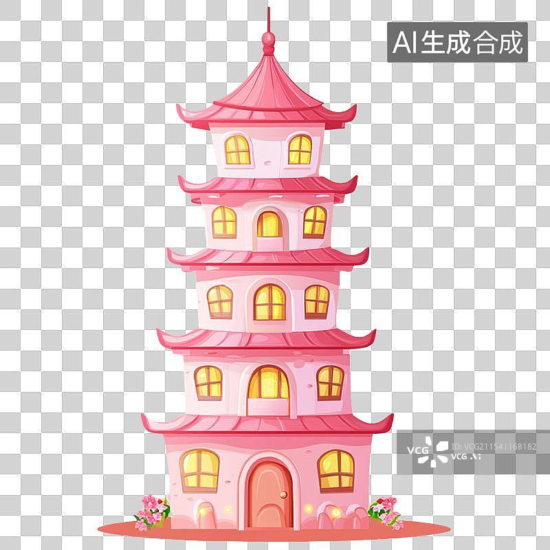 【AI数字艺术】一座粉色宝塔图片素材