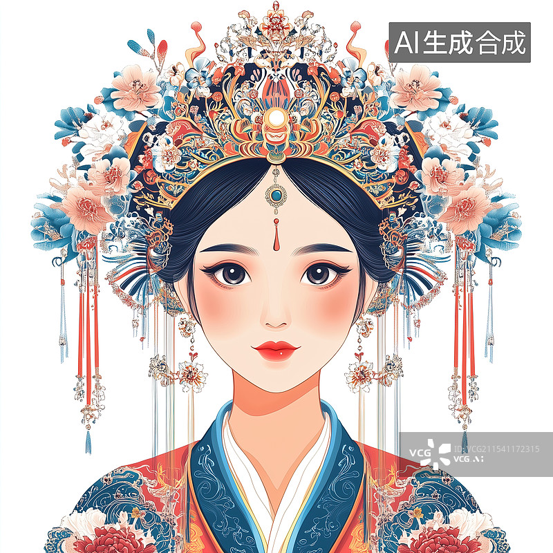【AI数字艺术】盛装华服的中国古典美人图片素材