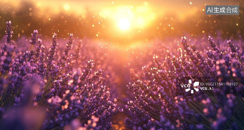 【AI数字艺术】阳光下的薰衣草田图片素材