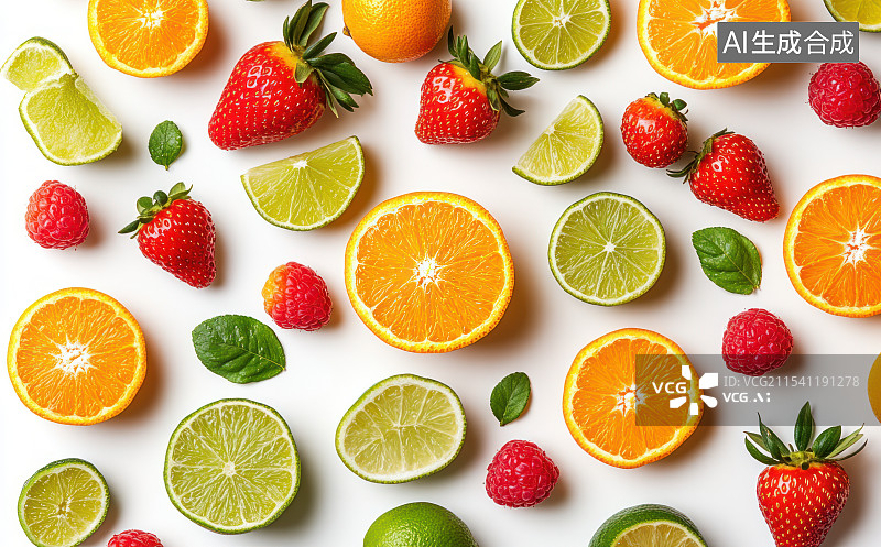【AI数字艺术】健康饮食水果拼盘组合图片素材
