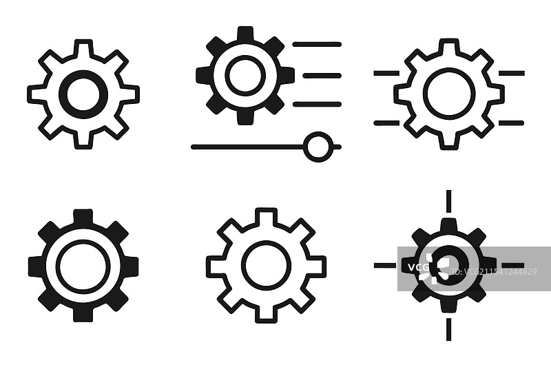 设置图标集，孤立的平面轮廓设计图片素材