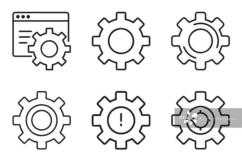 设置图标集，孤立的平面轮廓设计图片素材