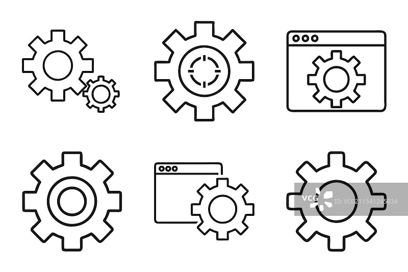 设置图标集，孤立的平面轮廓设计图片素材