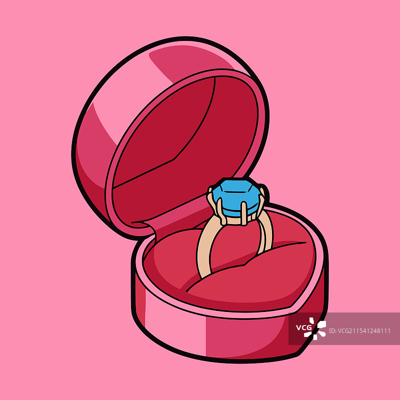 粉色心形首饰中展示的订婚戒指图片素材