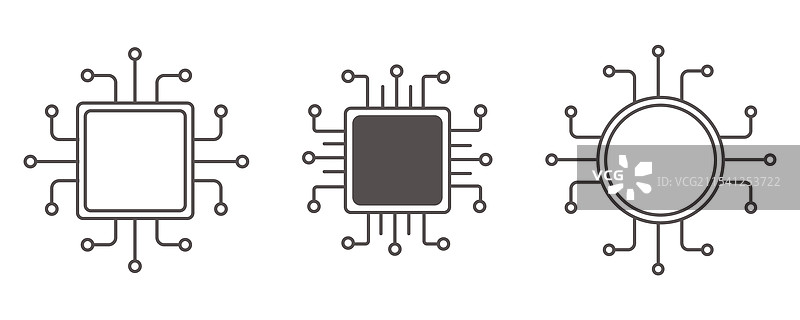 处理器线条图标 微芯片 CPU 技术图片素材