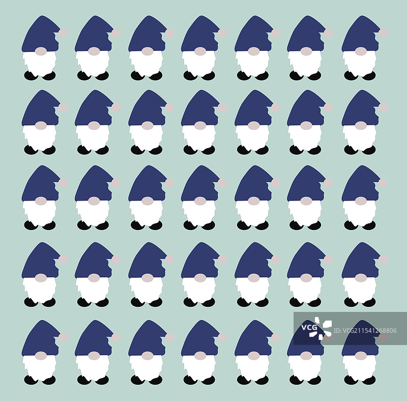 复古圣诞小矮人戴着蓝色帽子的图案图片素材