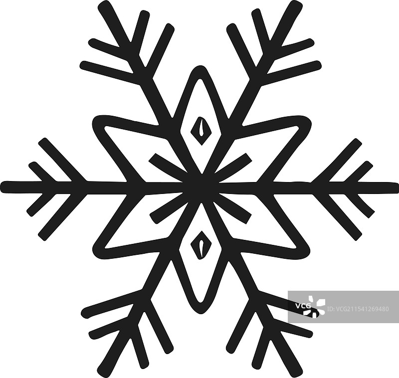 手绘雪花剪影 - 冬季假日图片素材