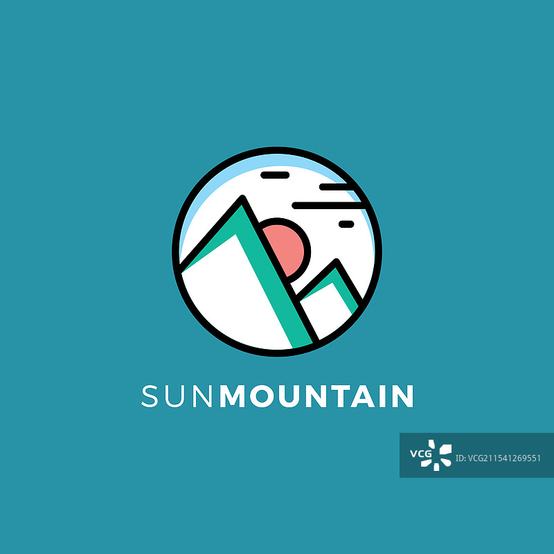 太阳山脉标志图标山地风景设计图片素材