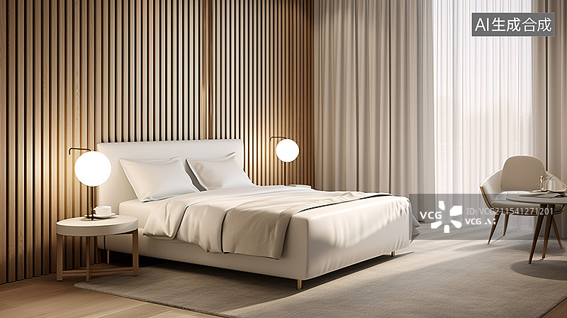 【AI数字艺术】现代简约酒店卧房图片素材