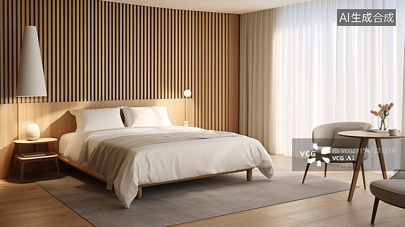 【AI数字艺术】现代简约酒店卧房图片素材
