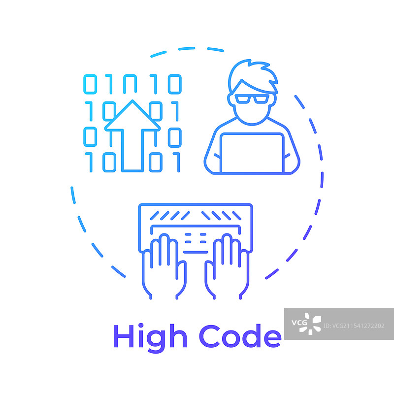 高代码蓝色渐变概念图标图片素材