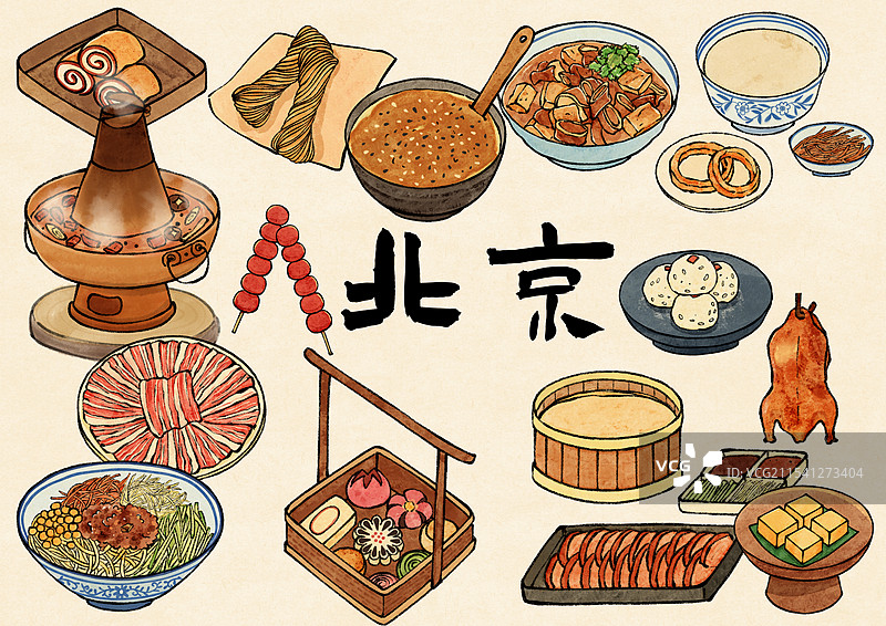 国风北京美食插画图片素材
