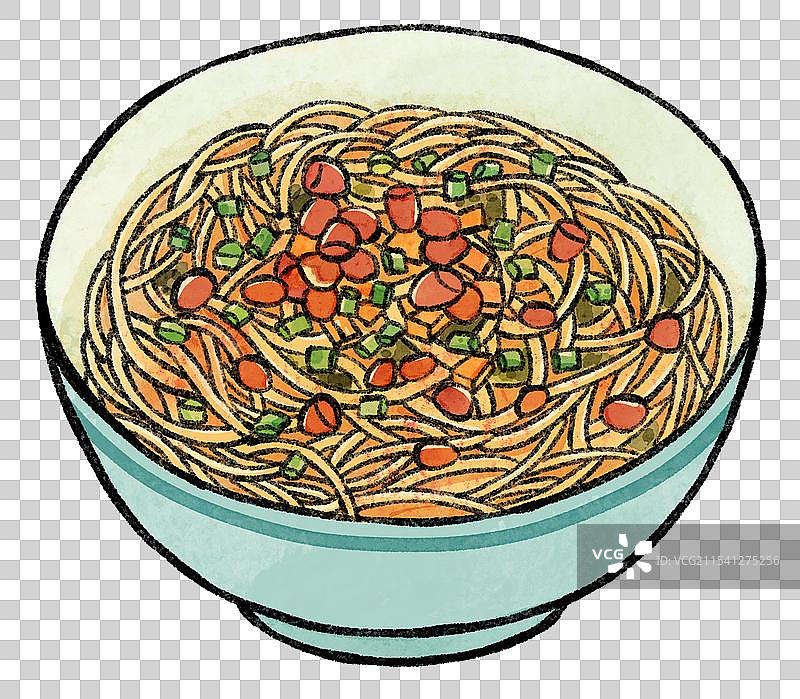 国风南昌美食插画-南昌拌粉图片素材