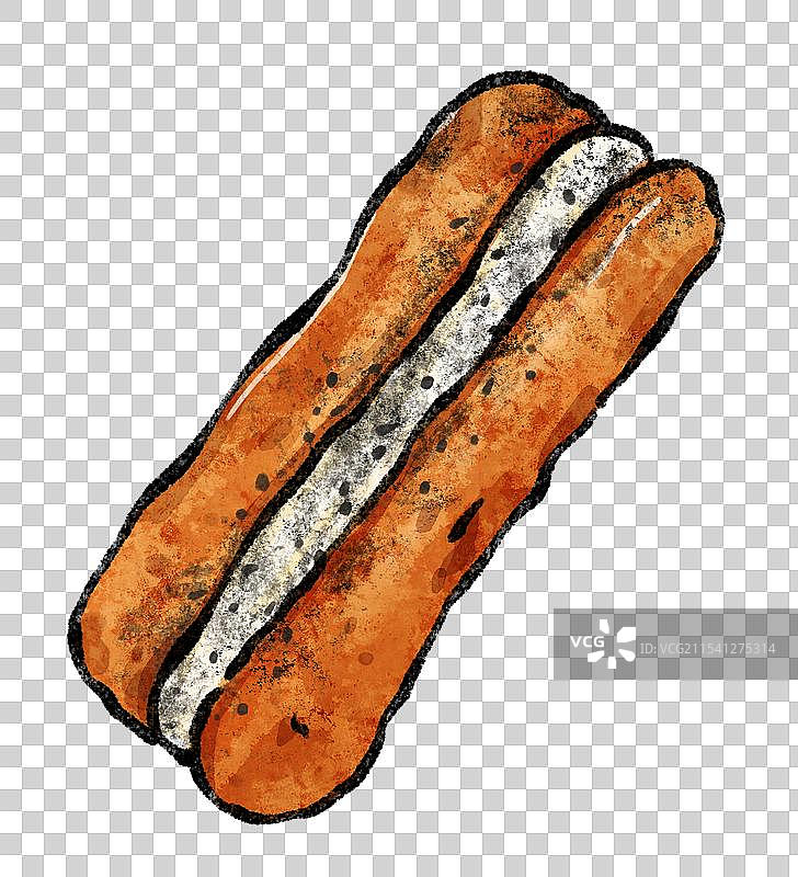 国风南昌美食插画-油条包麻糍图片素材