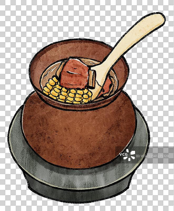 国风南昌美食插画-瓦罐汤图片素材