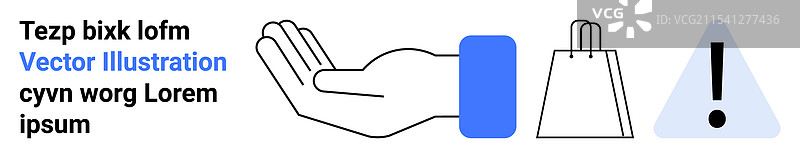 手握购物袋和警告牌图片素材