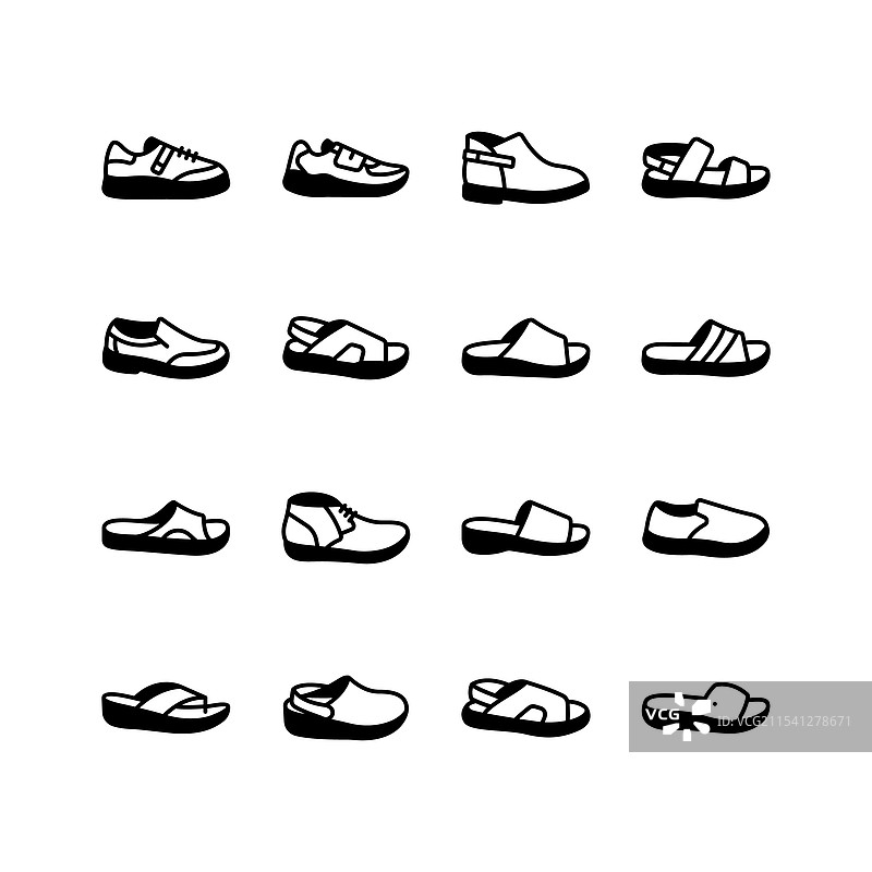 时尚鞋类图标集合图片素材