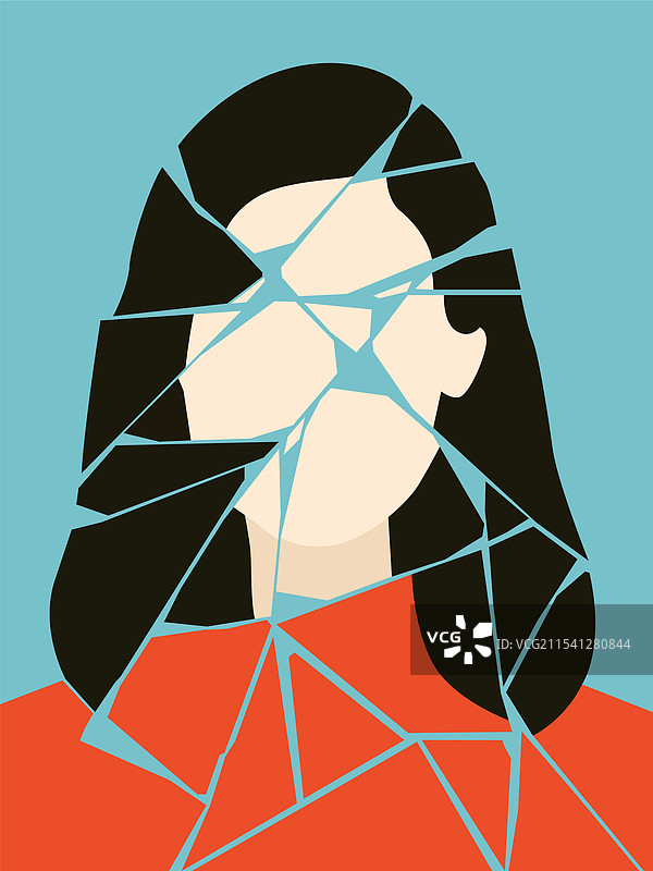 破碎的女人的肖像图片素材