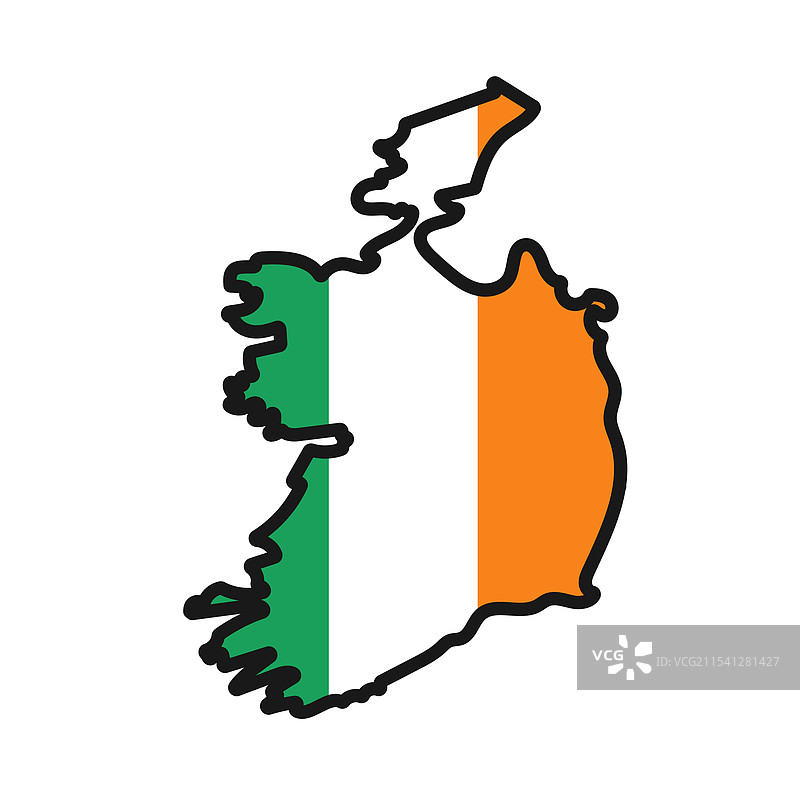 爱尔兰地图与国旗结合在一起图片素材