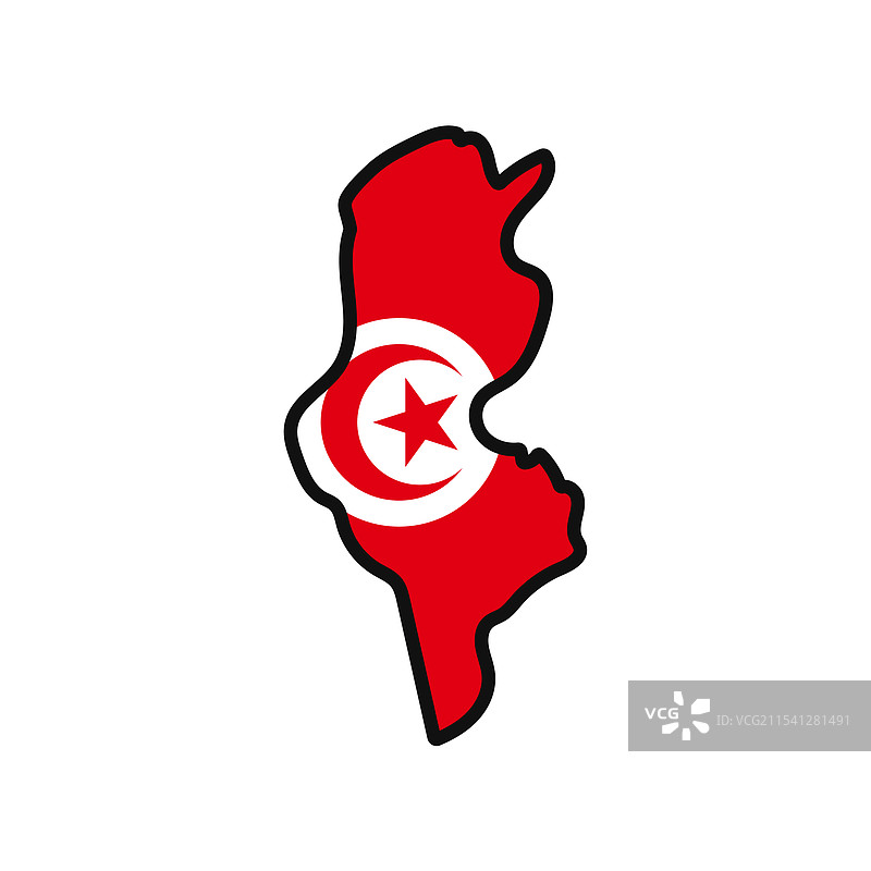 突尼斯地图与国旗结合在一起图片素材