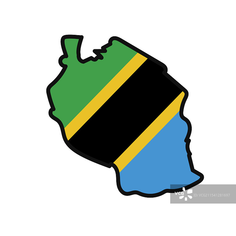 坦桑尼亚地图与国旗融入其中图片素材