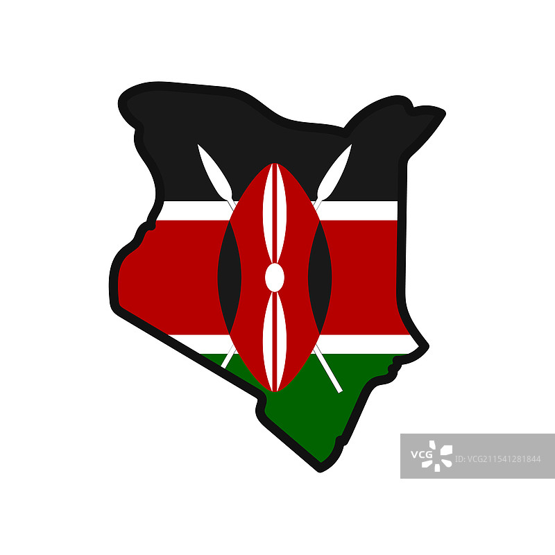 肯尼亚地图与国旗结合在一起图片素材