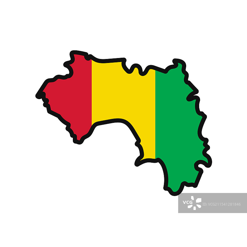 几内亚地图与国旗结合的图案图片素材