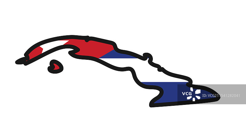 古巴地图与国旗结合在一起图片素材