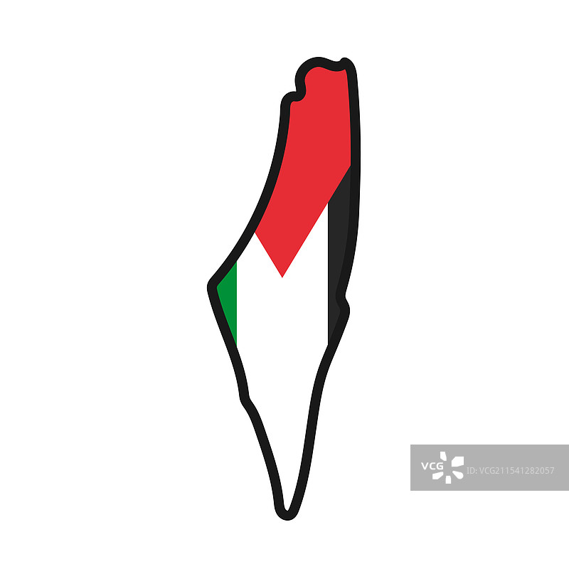 巴勒斯坦地图与国旗融入其中图片素材