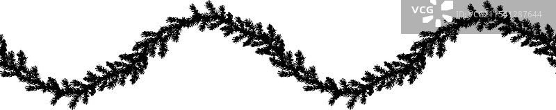 波浪形无缝边框的松树枝图片素材