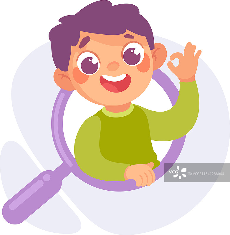 拿着放大镜的男孩角色图片素材