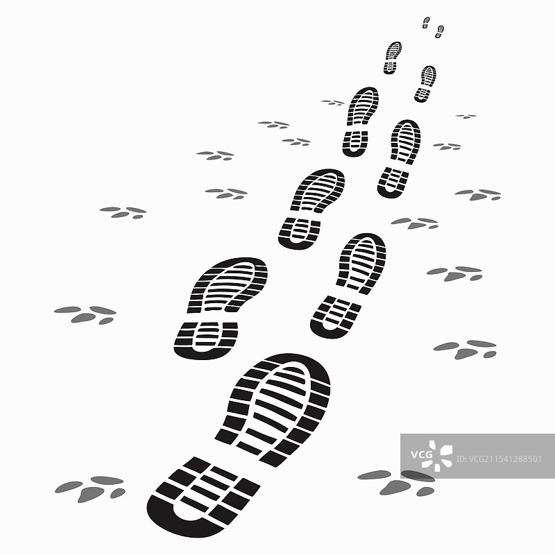 展示各种足迹轮廓的图像图片素材