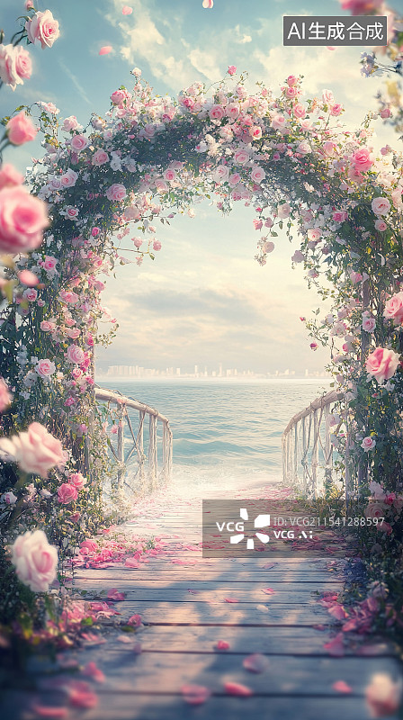 【AI数字艺术】粉色的浪漫之路图片素材
