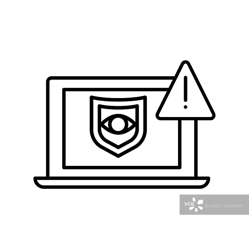 入侵检测黑色线条图标图片素材